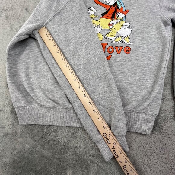 Disney "Let There Be Love" Sweatshirt  Mens Small Gray Ribbed Y2K Rainbow Mickey - Picture 7 of 8